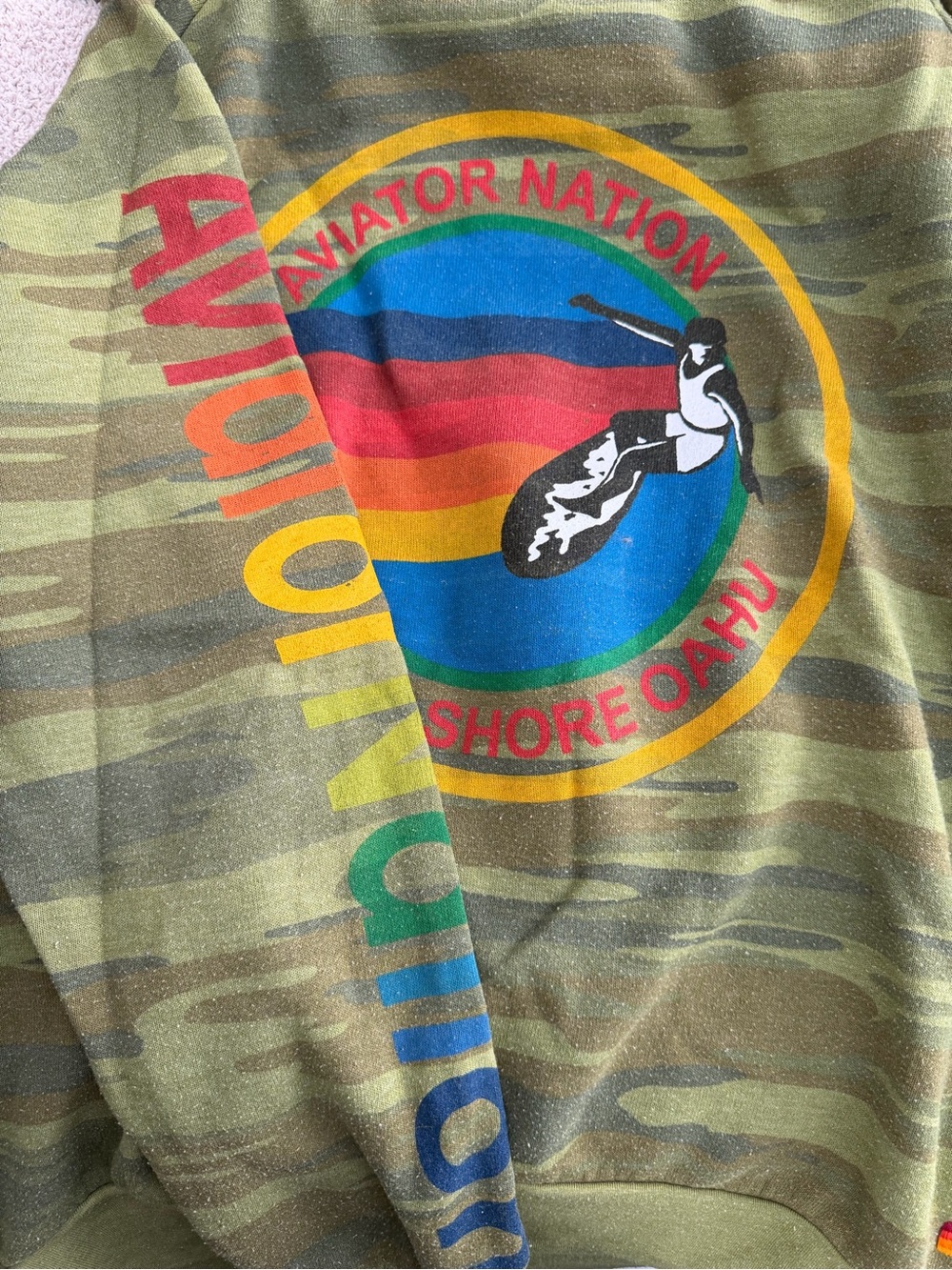 SET sweatpants and sweatshirt aviator Nation Olive Camo with Rainbow - Picture 3 of 6